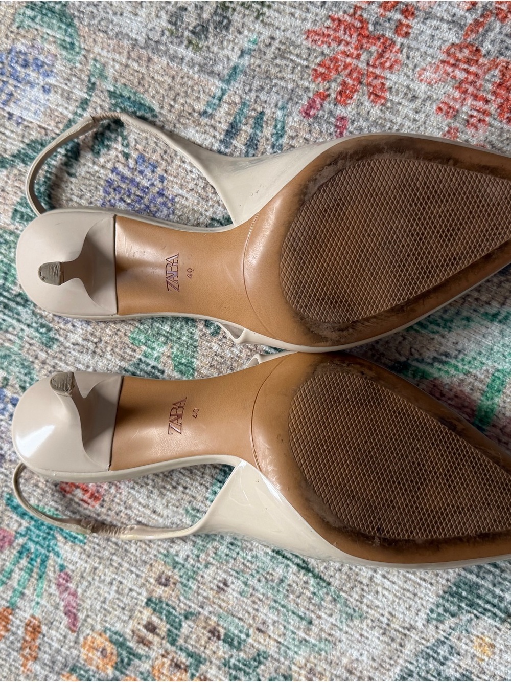 Zara Nude Patent Slingback Pointed-Toe Pumps - Picture 4 of 4